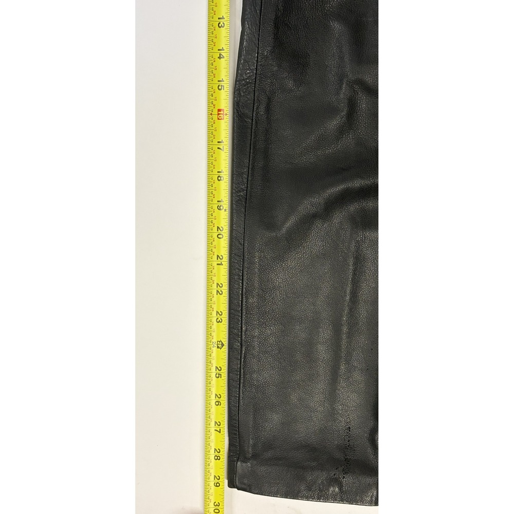 Steve Madden Vintage Y2K Genuine Leather Pants 10 Black Studded Moto Rocker - Picture 12 of 15